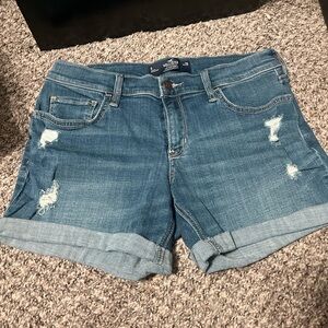 Hollister Light Blue Ripped Jean Shorts